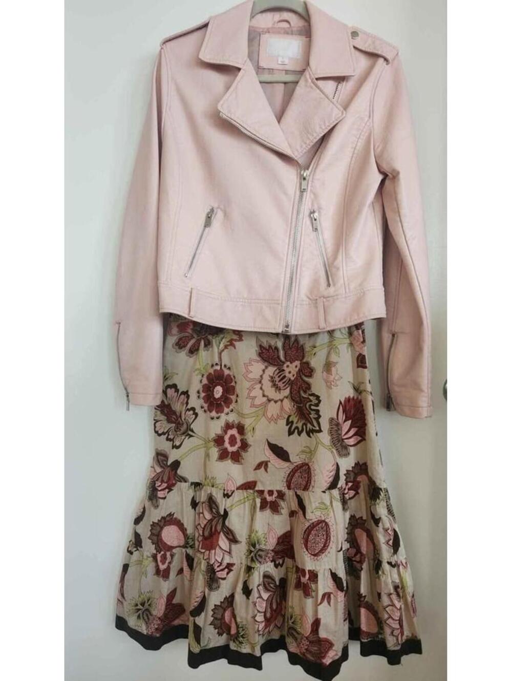 Woman's Jacket and skirt. Ann Taylor skirt and vegan leather jacket Sz Sm